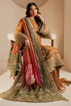 Rust Royalty: Embroidered Chiffon Suit With Net Dupatta | Ready To Wear