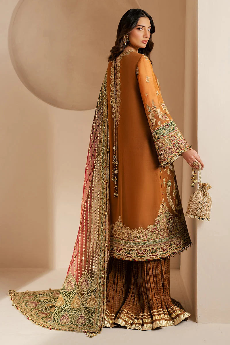 Rust Royalty: Embroidered Chiffon Suit With Net Dupatta | Ready To Wear