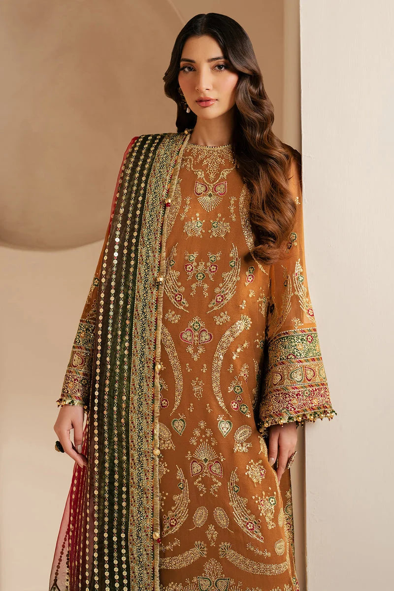Rust Royalty: Embroidered Chiffon Suit With Net Dupatta | Ready To Wear