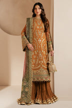 Rust Royalty: Embroidered Chiffon Suit With Net Dupatta | Ready To Wear