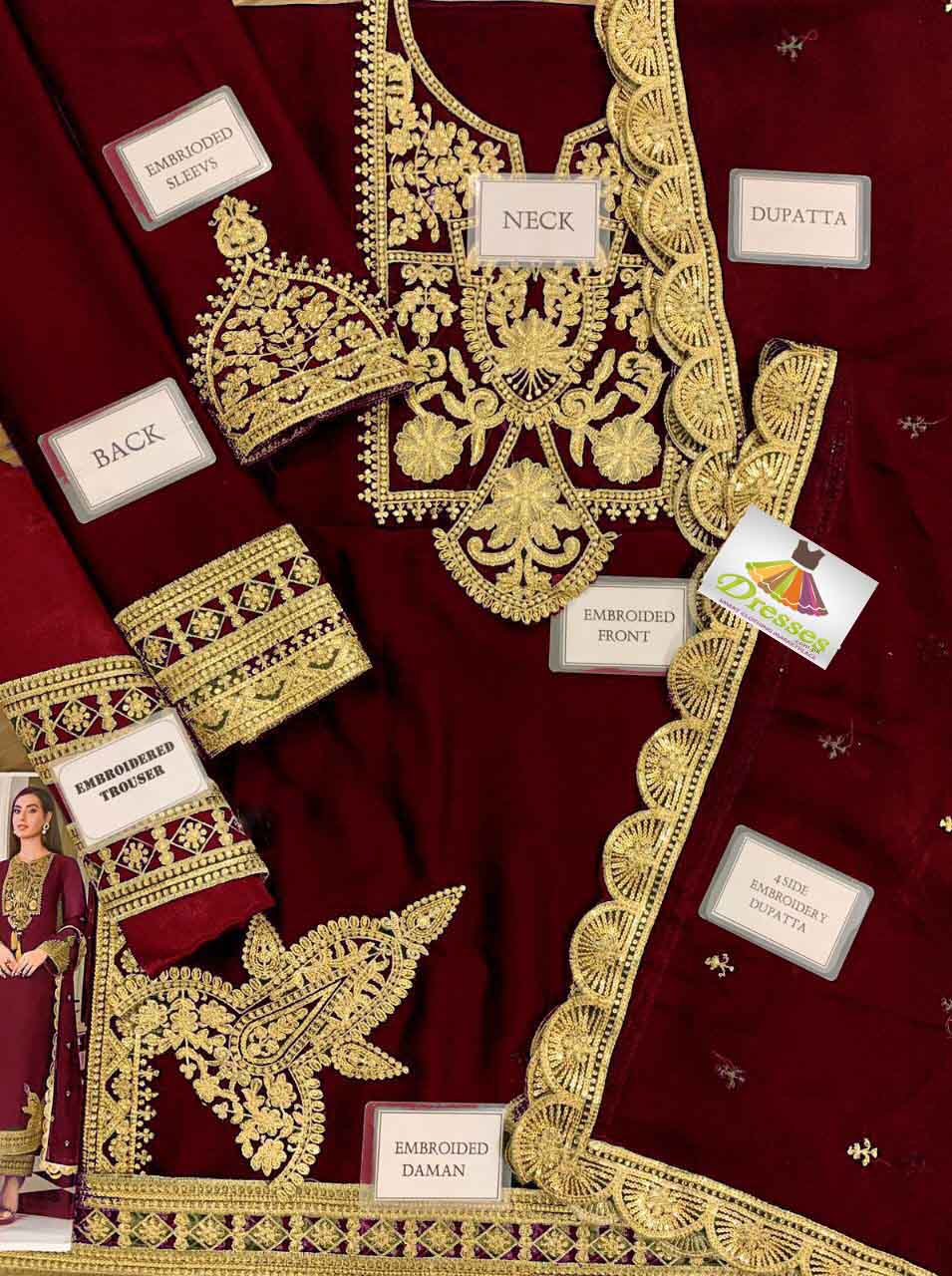 03-PIECE LUXURY CHIFFON EMBROIDERED SUIT