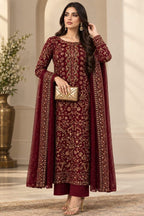 Maroon Shisha Silk 3-Piece suite  | Ready To Wear