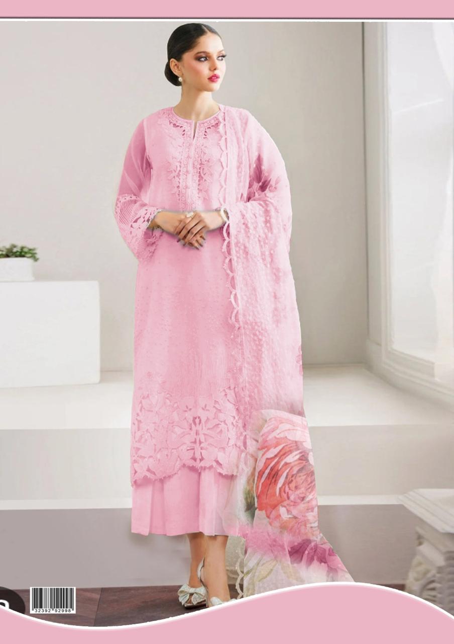 3 piece Stiched Organza & Silk suit