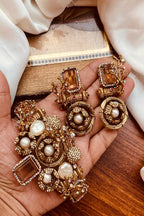 Premium Gold-Plated Statement Earrings – Crystal & Pearl Embellished