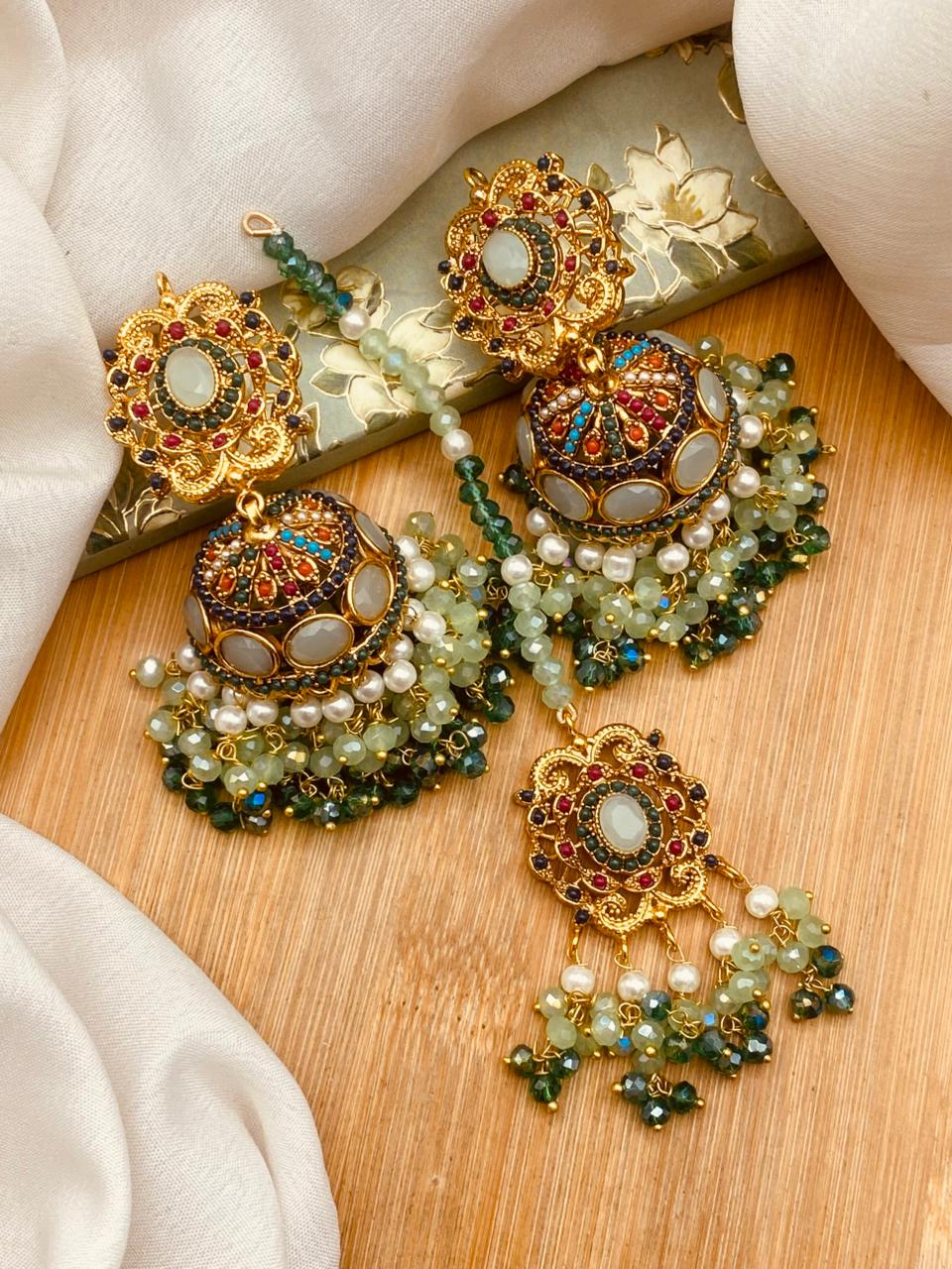 Elegant Turkish Jhumki Tikka Set