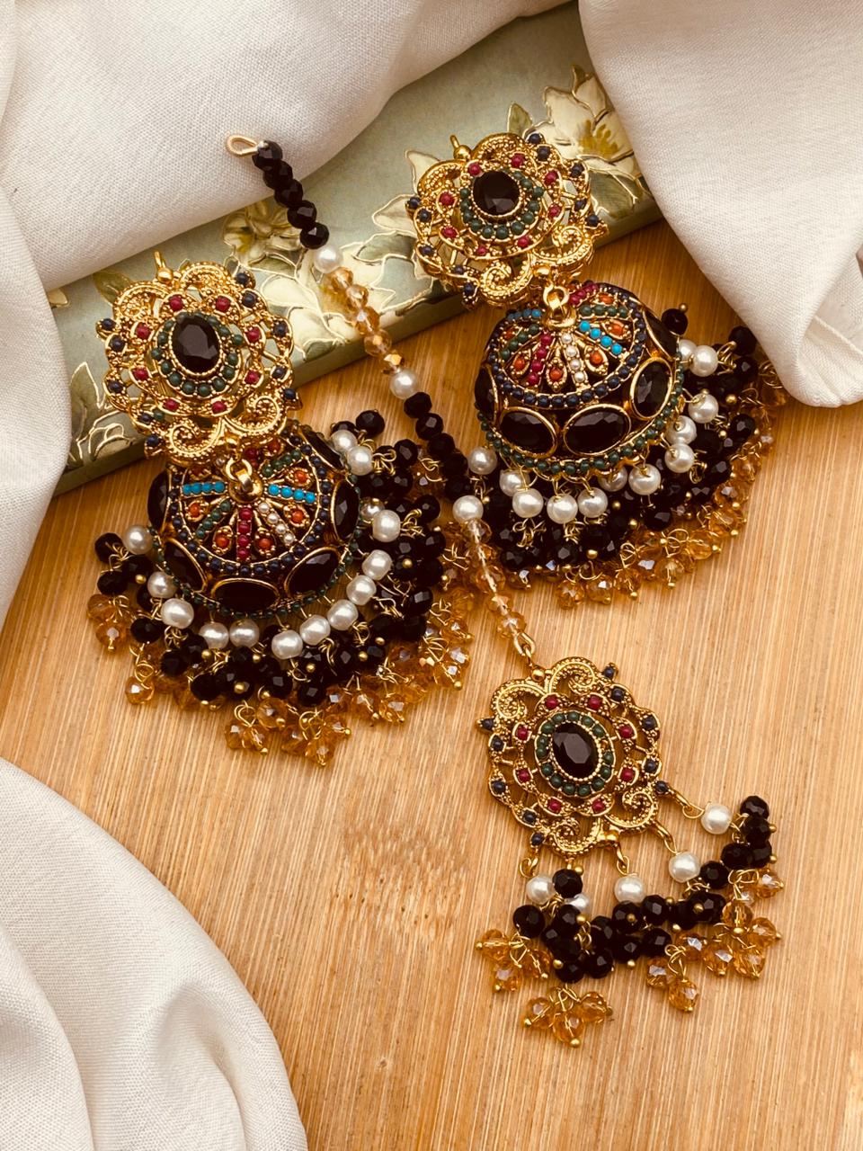 Elegant Turkish Jhumki Tikka Set