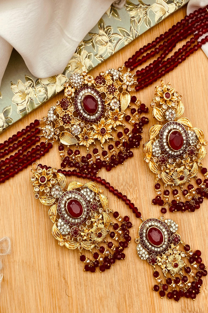 Elaborate Ruby, Emerald, and Pearl Heritage Set