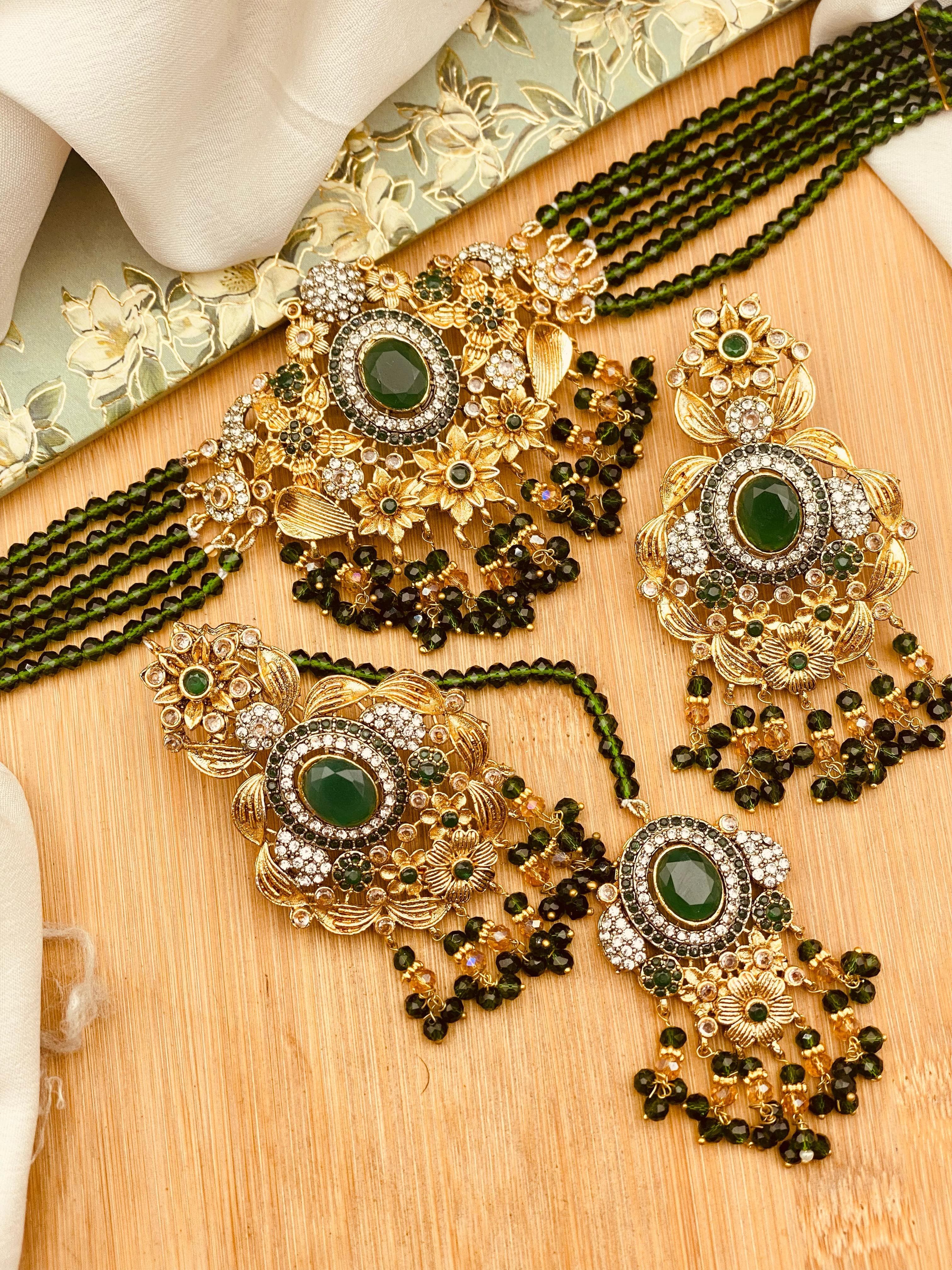Elaborate Ruby, Emerald, and Pearl Heritage Set