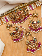 Luxury Kundan Choker Set with Matching Earrings – Multicolor Stones