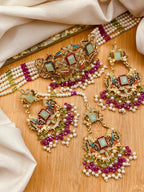 Luxury Kundan Choker Set with Matching Earrings – Multicolor Stones