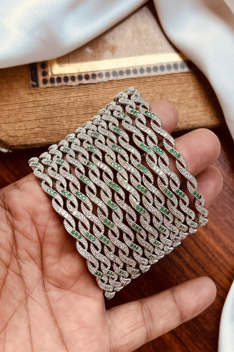 Luxurious 12-Piece Emerald & Zircon Bangle Set