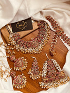 Handcrafted Luxury Embroidered Neckline Set with Heavy Stone & Pearl Work