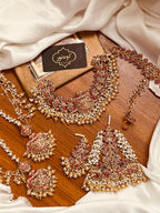 Handcrafted Luxury Embroidered Neckline Set with Heavy Stone & Pearl Work