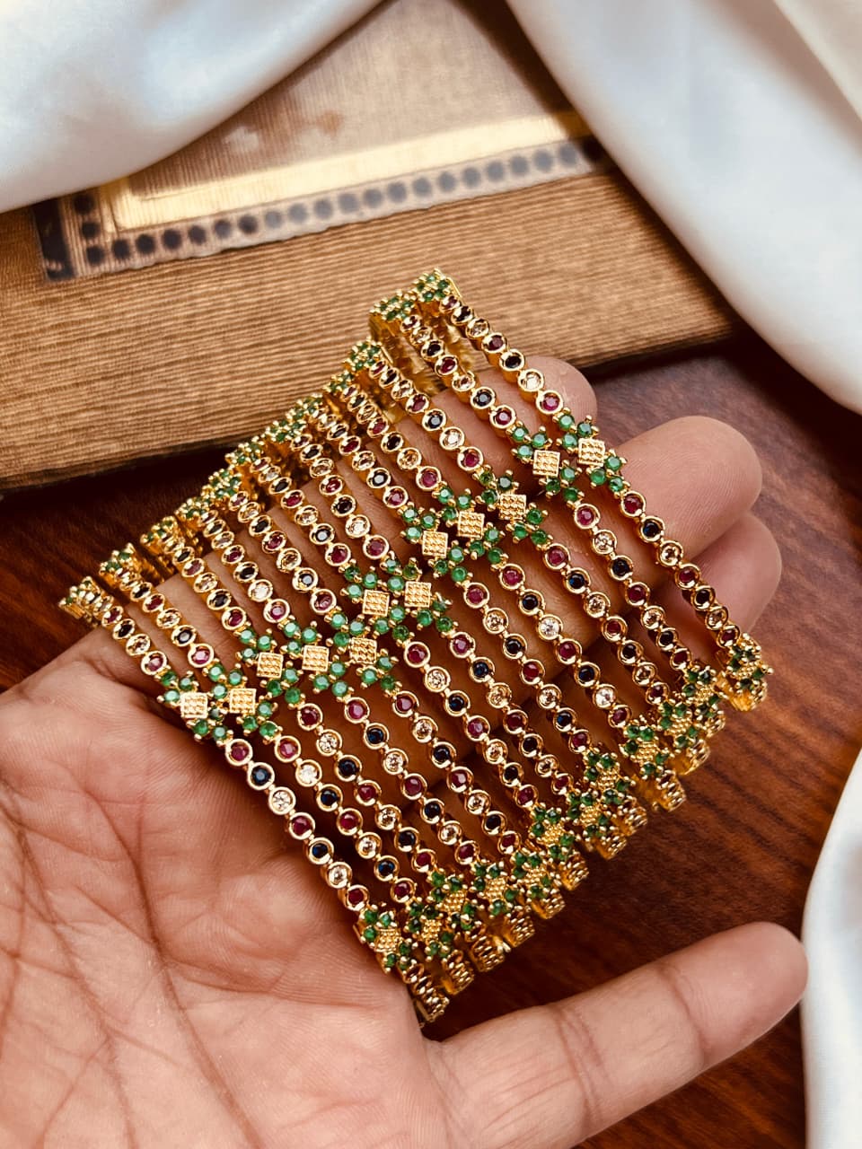 Exquisite 12-Piece Zircon Bangle Set