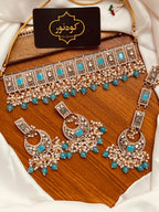 Luxury Silver Bridal Choker Set with Crystal & Pearl Detailing