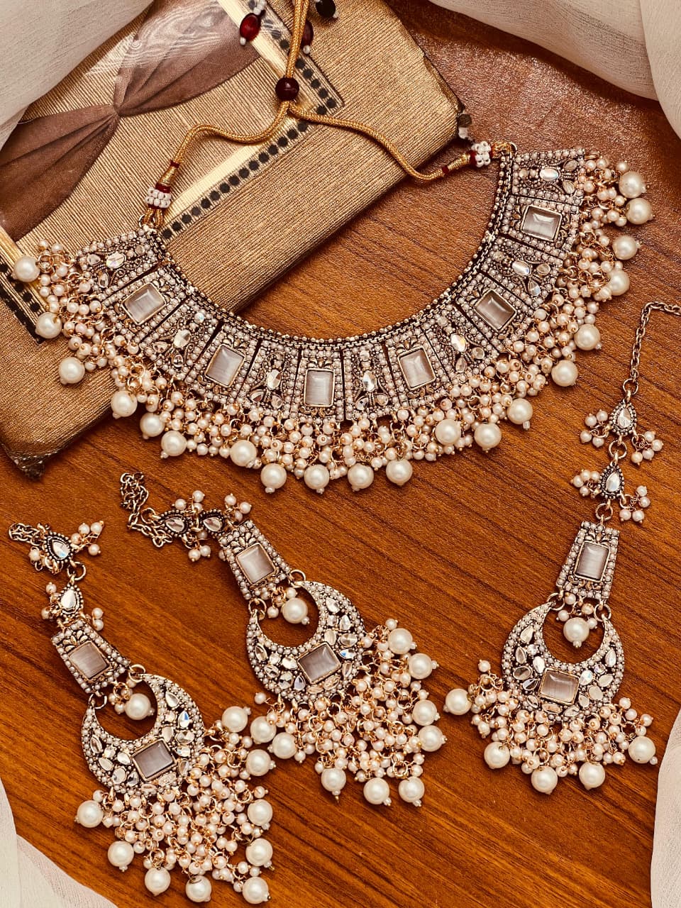 Elaborate Ruby, Emerald, and Pearl Heritage Set