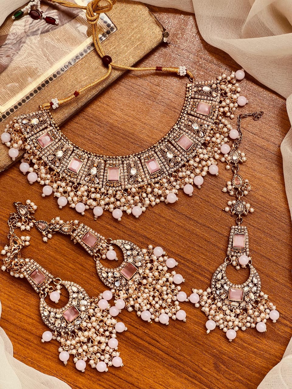 Elaborate Ruby, Emerald, and Pearl Heritage Set