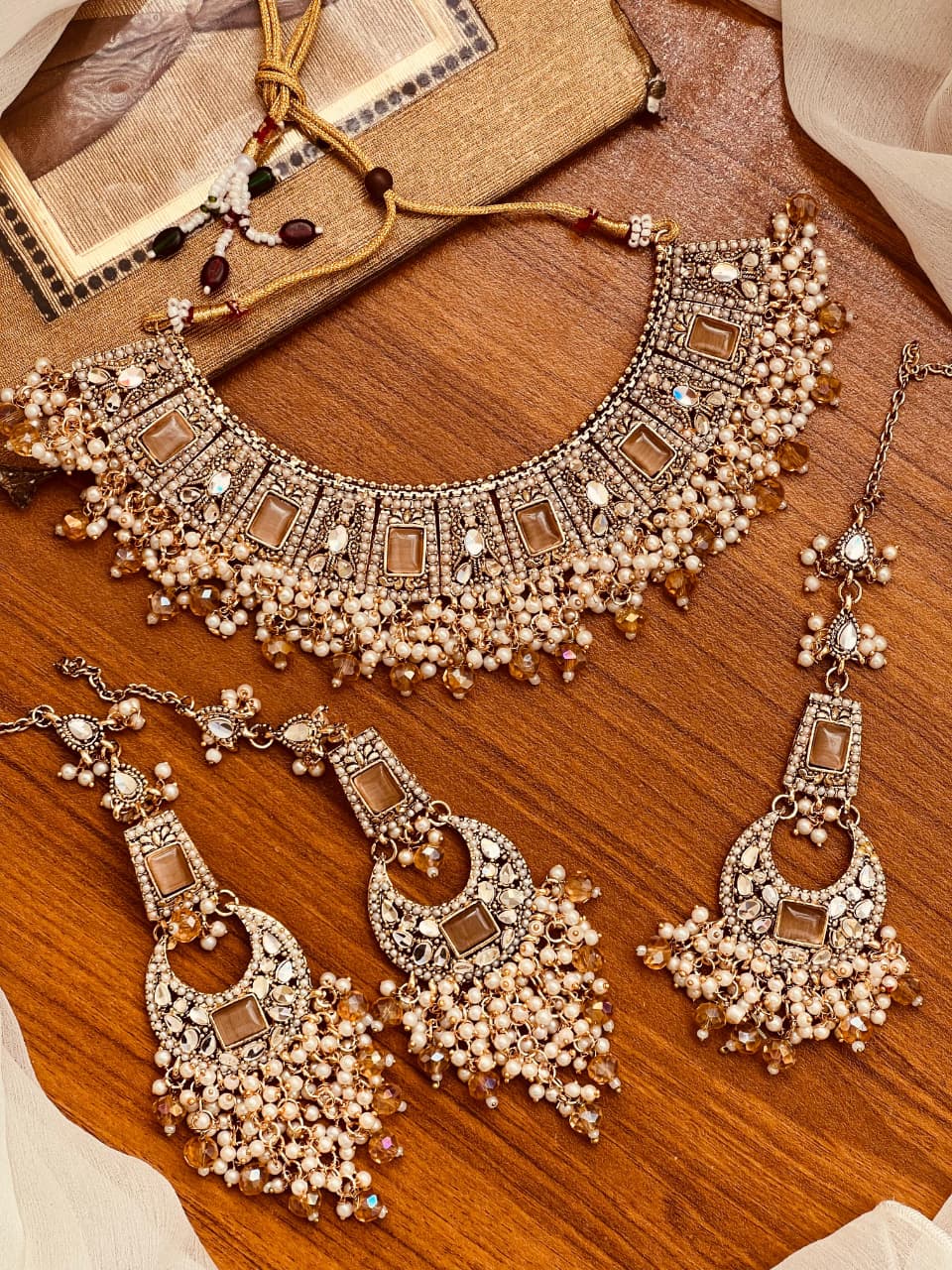 Elaborate Ruby, Emerald, and Pearl Heritage Set