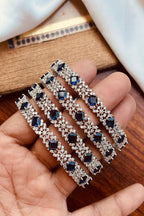Premium 4-Piece Blue Zircon Bangle Set