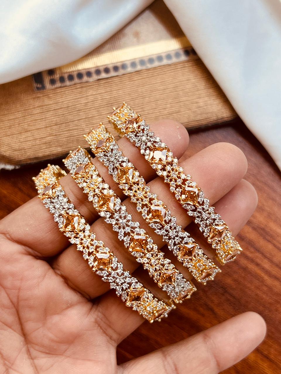 Premium 4-Piece Blue Zircon Bangle Set