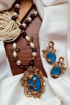 Royal Heritage Sky Blue Pendant & Pearl Mala Set