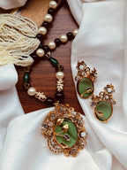 Royal Heritage Sky Blue Pendant & Pearl Mala Set