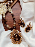 Royal Heritage Sky Blue Pendant & Pearl Mala Set