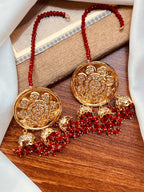 Premium Kundan Jhumki with Purple Crystal Beads