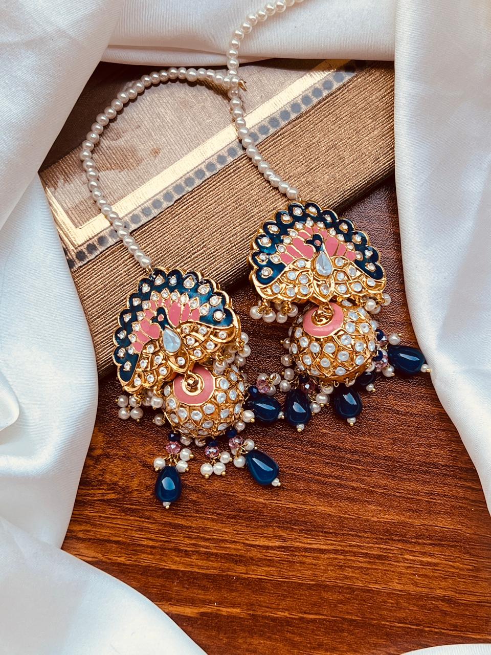 Heritage Peacock Meenakari Jhumkas