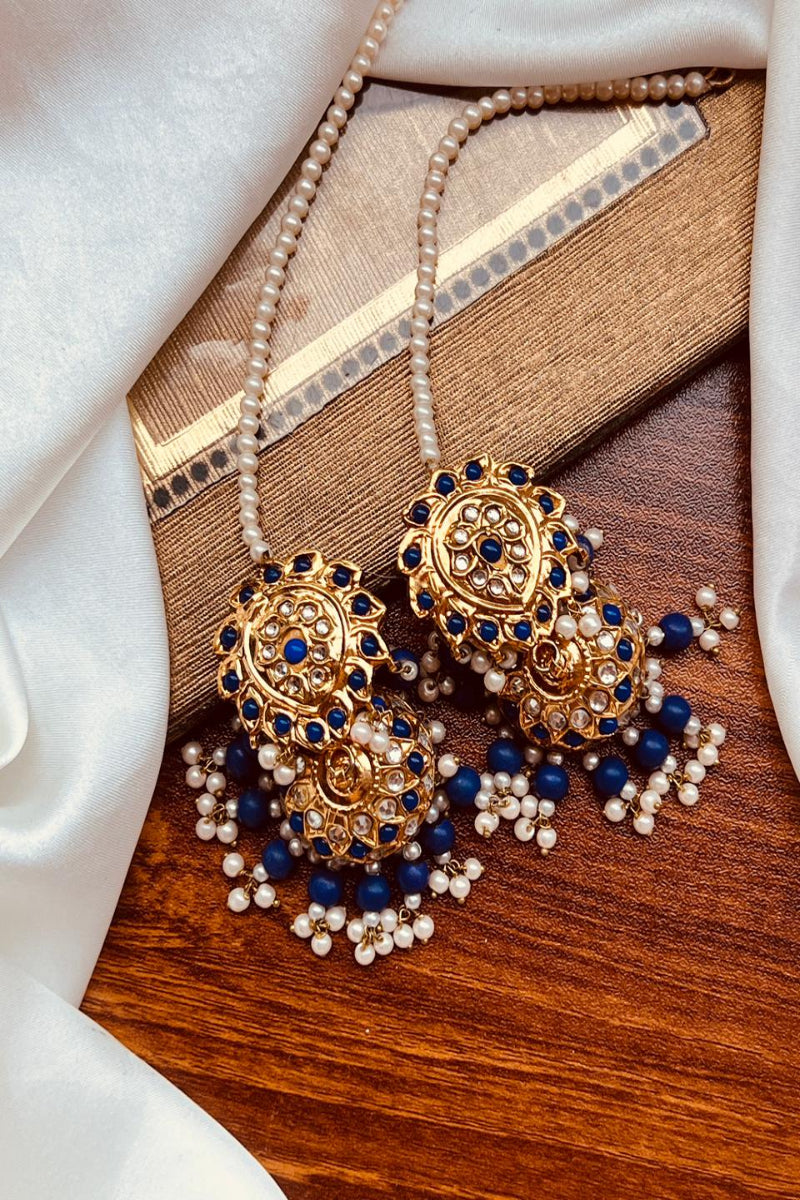 Royal Blue & Gold Mandala Jhumkas