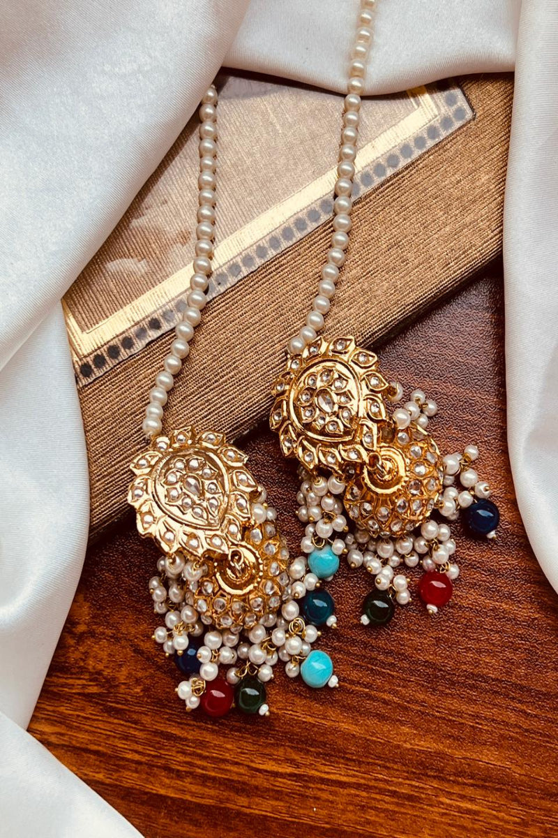 Heritage Multi-Color Beaded Jhumkas with Sahara Chains