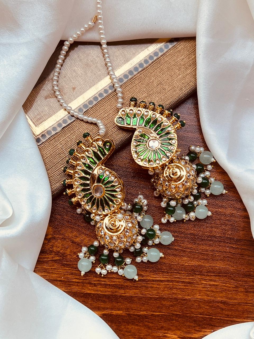 Luxury Pearl Mala with Meenakari Kundan Jhumki –