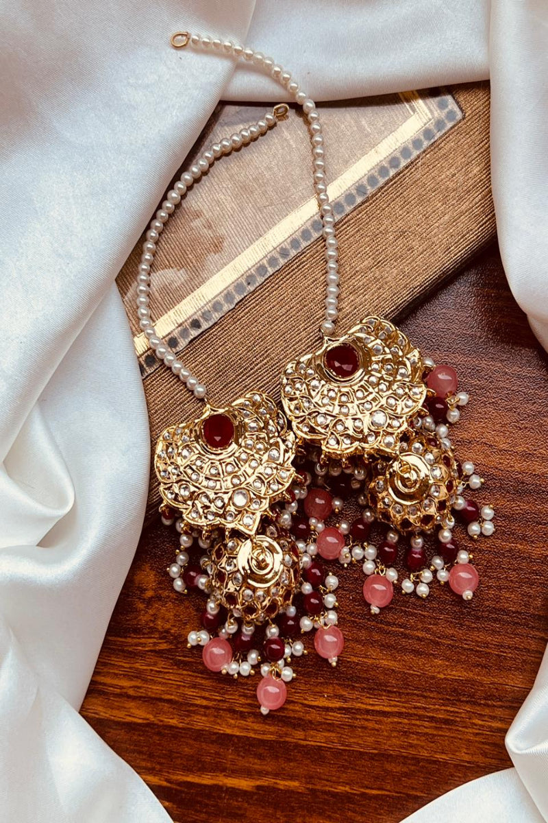 Heritage Ruby & Peach Floral Jhumka