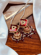 Ocean Blue Meenakari Square Jhumkas