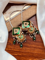 Ocean Blue Meenakari Square Jhumkas