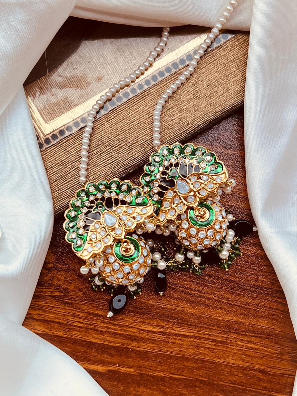 Heritage Peacock Meenakari Jhumkas