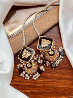 Ocean Blue Meenakari Square Jhumkas