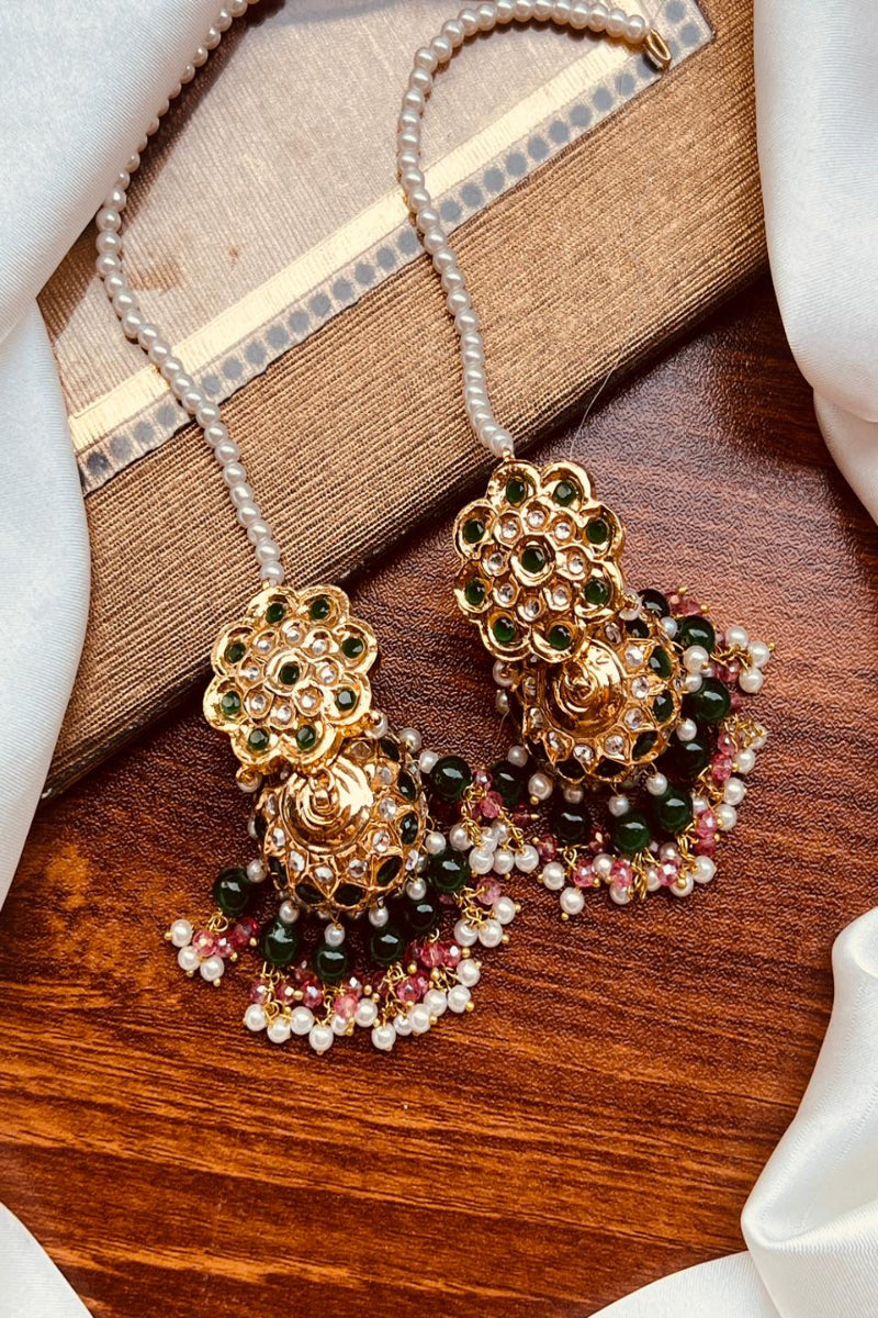 Heritage Emerald & Ruby Floral Jhumka