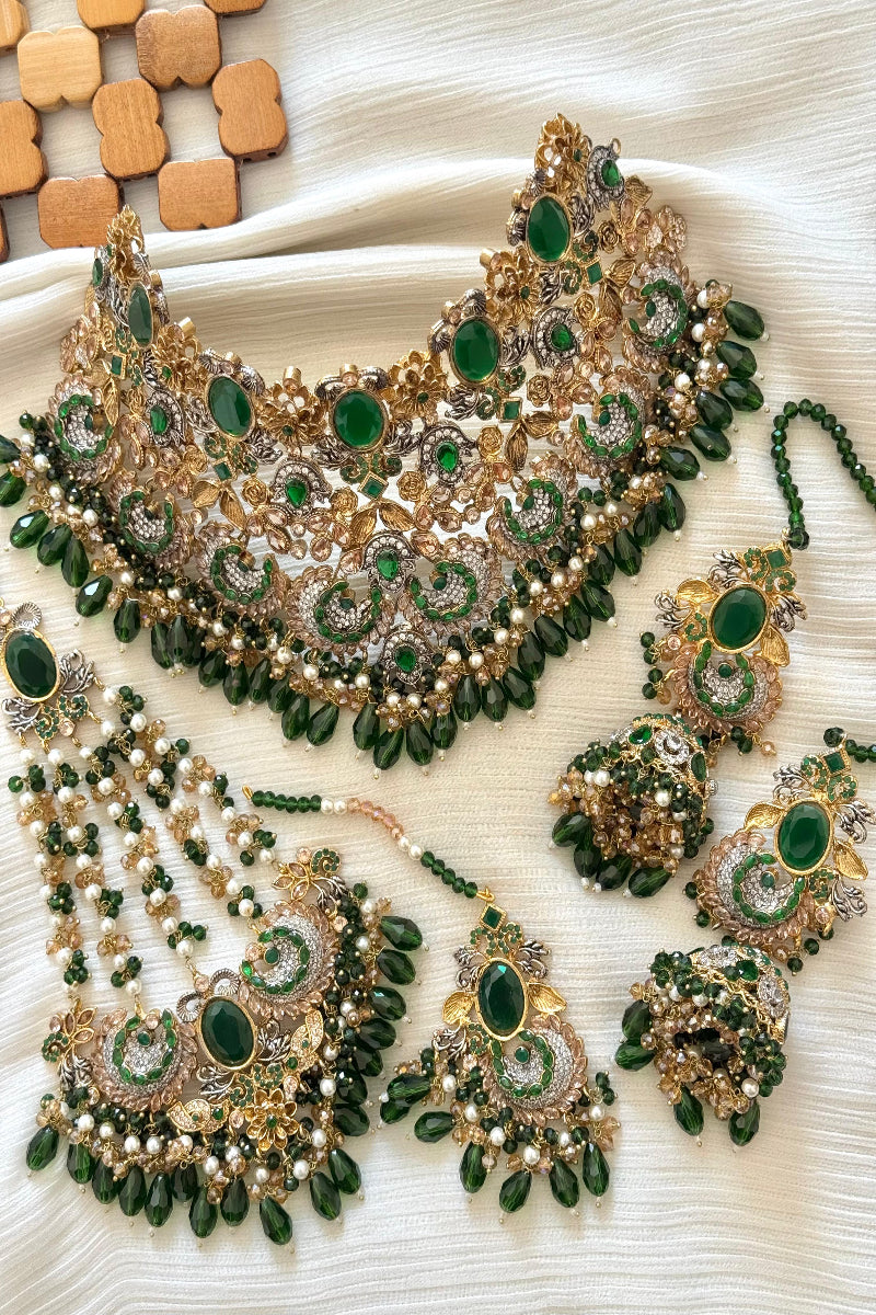 Royal Emerald & Gold Heritage Bridal Ensemble