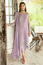 Pastel Lilac & Silver Embroidered Chiffon Suit With Soft Malai Trouser | Ready To Wear