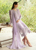 Pastel Lilac & Silver Embroidered Chiffon Suit With Soft Malai Trouser | Ready To Wear