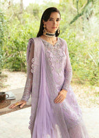 Pastel Lilac & Silver Embroidered Chiffon Suit With Soft Malai Trouser | Ready To Wear