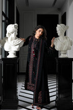 Midnight Noir: Multi Thread Embroidered Cotton Suit | Ready To Wear