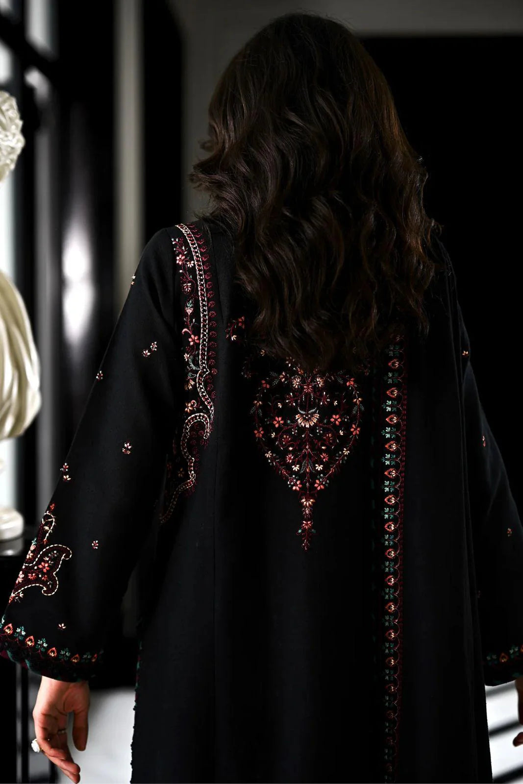 Midnight Noir: Multi Thread Embroidered Cotton Suit | Ready To Wear
