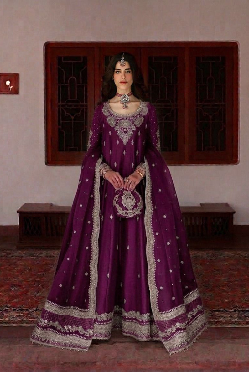 03-Piece Silk Suit With Zari & Sequin Work - Ready To Wear