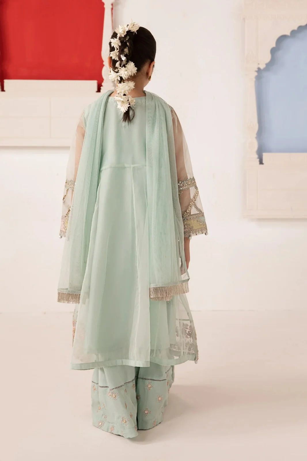 03 Piece Embroidered Chiffon Suit with Embroidered Koti - Ready To Wear