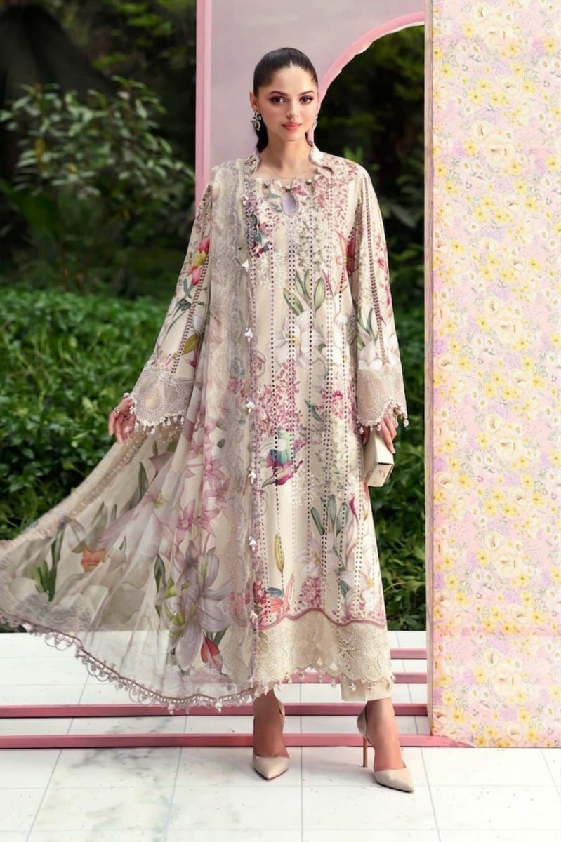 03-Piece Printed Lawn Suit With Chiffon Dupatta | Ready To Wear