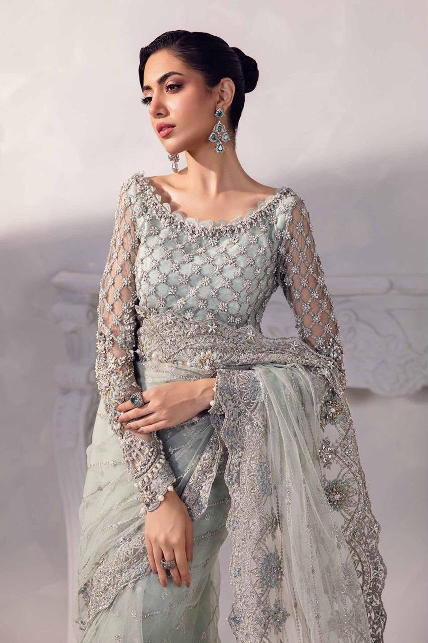 Embroidered Net Saree | Ready To Wear