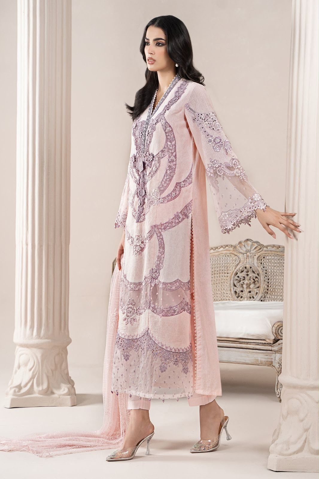 03-Piece Embroidered Lawn Suit With Net Dupatta | Ready To Wear