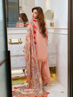 03-Piece Embroidered Lawn Suit With Printed Silk Dupatta | Ready To Wear